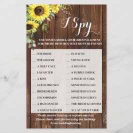 I Spy Sunflowers Western Wedding Party Game Card Flyer