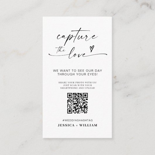 I Spy Wedding Game | Capture the Liebe QR Code Begleitkarte (Vorderseite)