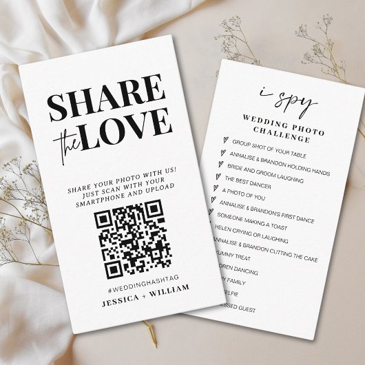 I Spy Wedding Game | Freigabe der Liebe QR Code Begleitkarte