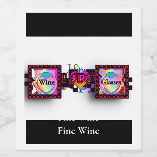 I Spy Wine Glasses Fine Wine Weinetikett (Einzelnes Label)