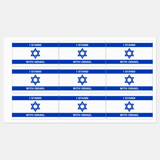 I stand with Israel custom Israel flag rectangular Etiketten (Blatt)