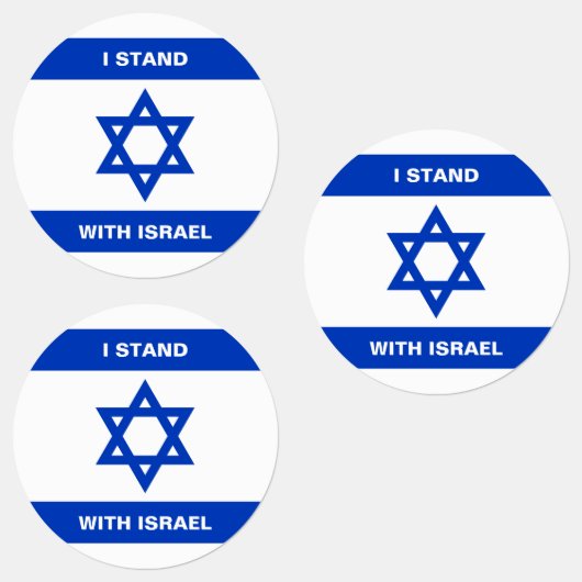 I stand with Israel custom text Israel flag round Etiketten (Gruppe)