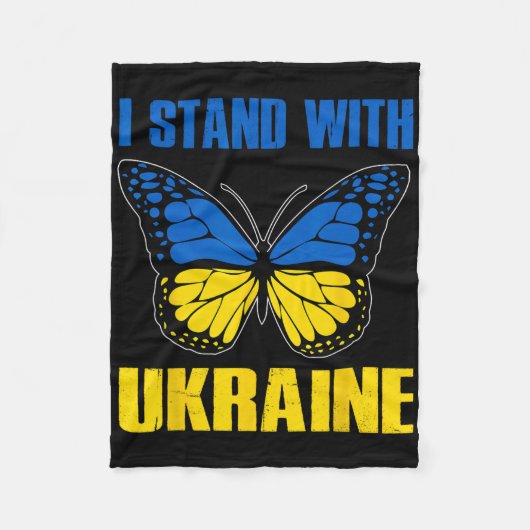 I Stand With Ukraine Butterfly Ukrainian Flag Fleecedecke (Vorderseite)