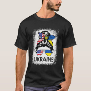 I Stand With Ukraine Flag Messy Bun Support Ukrain T-Shirt