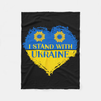 I Stand With Ukraine Heart Flag Support Sunflowers Fleecedecke