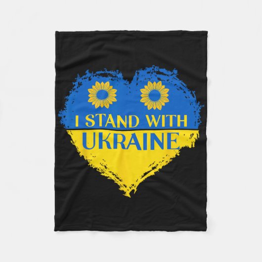 I Stand With Ukraine Heart Flag Support Sunflowers Fleecedecke (Vorderseite)
