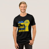 I stand with Ukraine. Support Ukraine. Tri-Blend Shirt (Vorderseite voll)