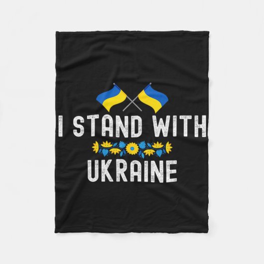I Stand With Ukraine Supporters Sunflower Ukrainia Fleecedecke (Vorderseite)