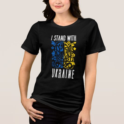 I stand with Ukraine. Trident of Ukraine. Tri-Blend Shirt (Vorderseite)