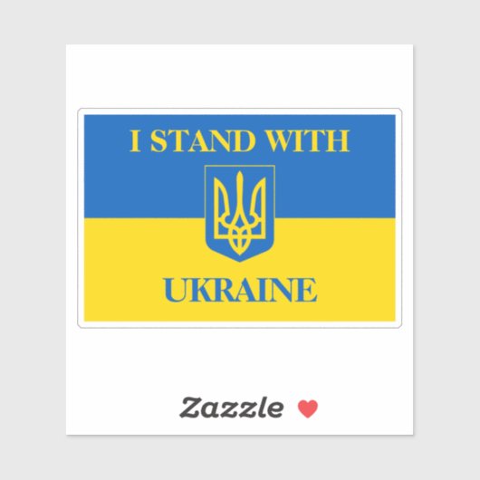 I stand with Ukraine. Ukrainian flag and Trident. Aufkleber (Blatt)