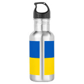 I Stand with Ukraine. Ukrainian flag.Coat of Arms. Edelstahlflasche (Rückseite)