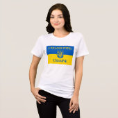 I stand with Ukraine. Ukrainian flag.Coat of Arms Tri-Blend Shirt (Vorderseite voll)