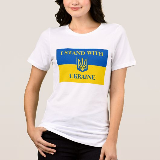 I stand with Ukraine. Ukrainian flag.Coat of Arms Tri-Blend Shirt (Vorderseite)