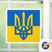 I stand with Ukraine. Ukrainian flag. Trident. Fensteraufkleber (Zuhause)