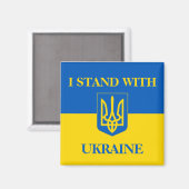 I Stand With Ukraine. Ukrainian Flag & Trident. Magnet (Vorderseite/Rückseite)