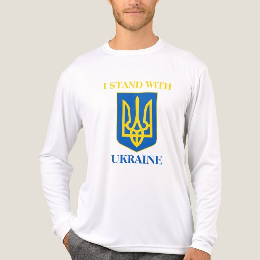 I Stand With Ukraine & Ukrainian Flag & Trident Tri-Blend Shirt (Vorderseite)