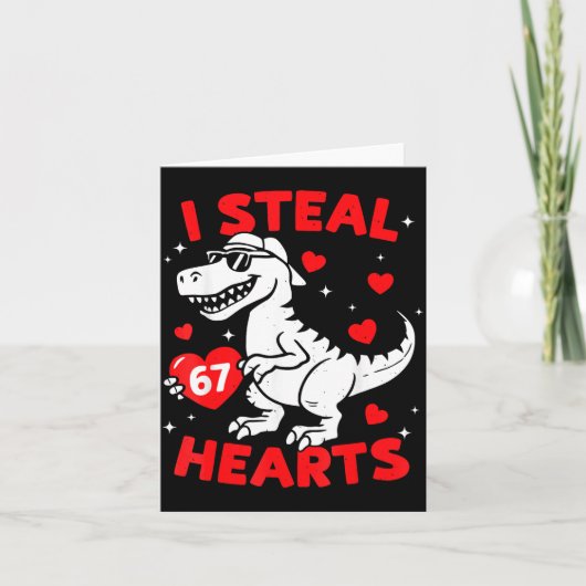 I Steal 67 Heart Dinosaur For Boys Girls Kids Vale Karte (Vorderseite)