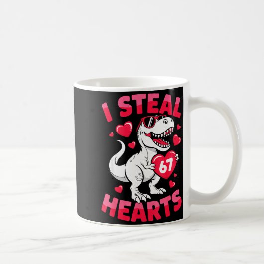 I Steal 67 Hearts Funny 67 Valentine Dinosaur Men  Kaffeetasse (Rechts)