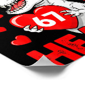 I Steal 67 Hearts Funny 67 Valentine Dinosaur Men  Poster (Ecke)