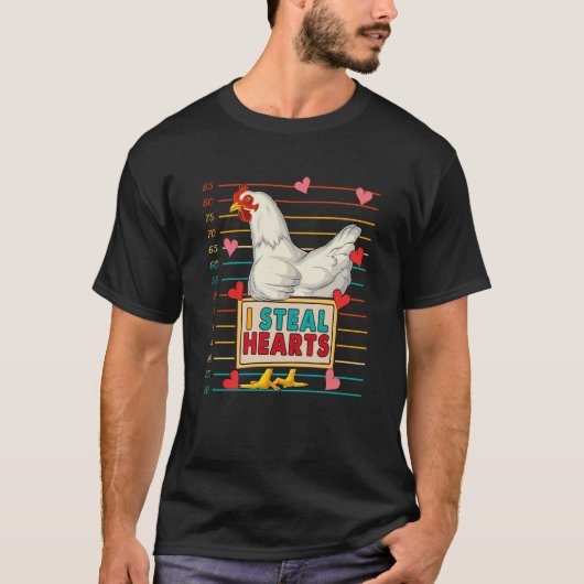 I Steal Cute Hearts Chicken Farmer Valentine's Hea T-Shirt (Vorderseite)