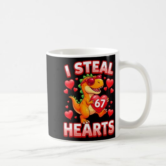 I Steal Hearts 67 Trex Kids Valentines Meme Six Se Kaffeetasse (Rechts)