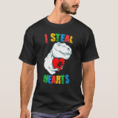 I Steal Hearts Autism Awareness Rex Valentines Day T-Shirt (Vorderseite)