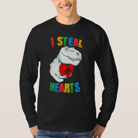 I Steal Hearts Autism Awareness Rex Valentines Day T-Shirt (Vorderseite)