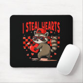 I Steal Hearts Design Raccoon Valentine Day Retro  Mousepad (Mit Mouse)