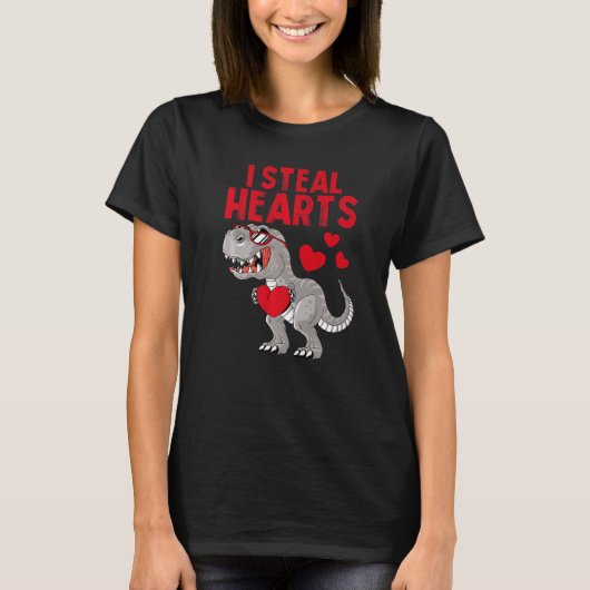 I Steal Hearts Dinosaur Valentines Day For Toddler T-Shirt (Vorderseite)