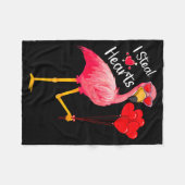 I Steal Hearts Funny Flamingo Lover Valentine's Da Fleecedecke (Vorderseite (Horizontal))