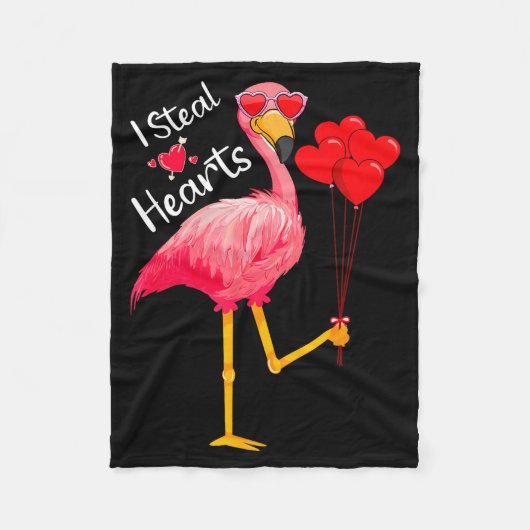 I Steal Hearts Funny Flamingo Lover Valentine's Da Fleecedecke (Vorderseite)