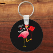 I Steal Hearts Funny Flamingo Lover Valentine's Da Schlüsselanhänger (Vorderseite)