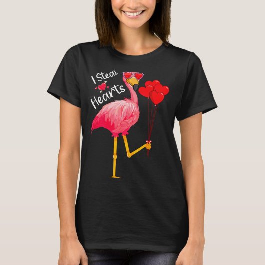 I Steal Hearts Funny Flamingo Lover Valentine's Da T-Shirt (Vorderseite)