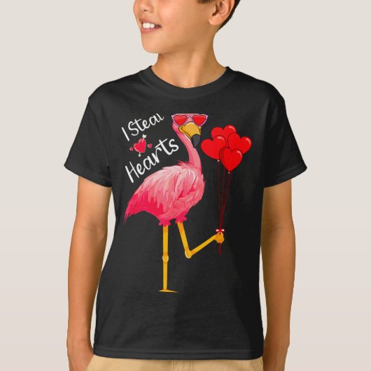 I Steal Hearts Funny Flamingo Lover Valentine's Da T-Shirt (Vorderseite)
