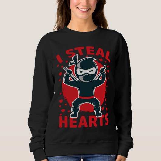 I Steal Hearts Ninja Boys Valentines Day Toddler Sweatshirt (Vorderseite)