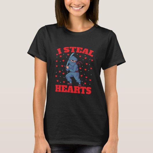 I Steal Hearts Ninja Boys Valentines Day Toddler T-Shirt (Vorderseite)