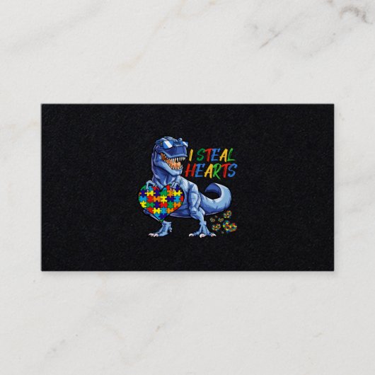 I Steal Hearts Puzzle Autism Awareness Dinosaurs Visitenkarte (Vorderseite)