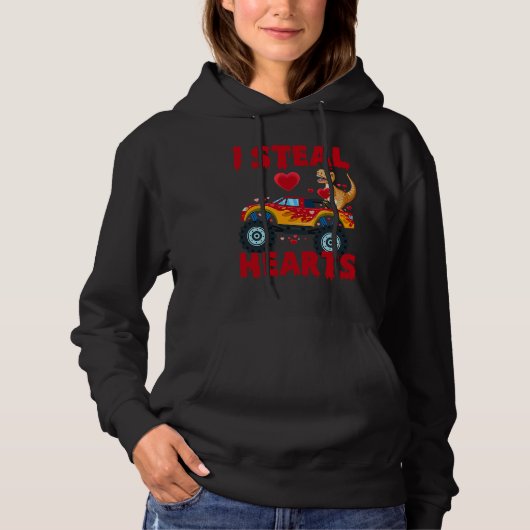 I Steal Hearts T Rex Dinosaur Valentines Day For B Hoodie (Vorderseite)