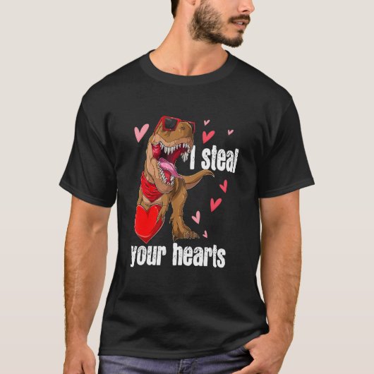 I Steal Hearts T rex Love Dinosaur Valentines Day  T-Shirt (Vorderseite)