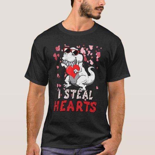 I Steal Hearts Trex Dinosaur Valentines Day Boys K T-Shirt (Vorderseite)