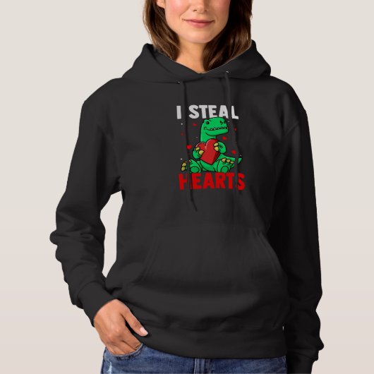 I Steal Hearts Valentine's Day Dino Roses Date Nig Hoodie (Vorderseite)