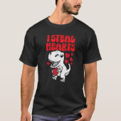 I Steal Hearts Valentines Day Trex Dinosaur For Fa T-Shirt (Vorderseite)