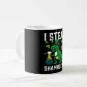 I Steal Kleeblatts T Rex Dinosaur St Patrick's Day Kaffeetasse (Vorderseite Links)