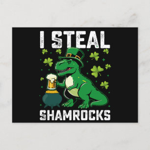 I Steal Kleeblatts T Rex Dinosaur St Patrick's Day Postkarte