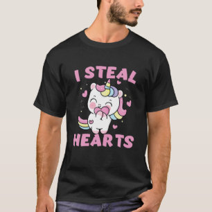 I Stearts Hearts Unicorn Niedlich Kids Valentinsta T-Shirt