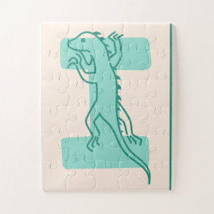"I steht für Iguana" Alphabet Poster Puzzle