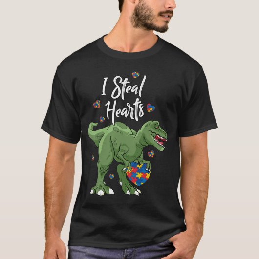 i stiehlen Herzen Dinosaurier Autismus Bewusstsein T-Shirt (Vorderseite)