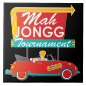 I stop for Mah Jongg Retro Sign Fliese (Vorderseite)