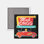 I stop for Mah Jongg Retro Sign Magnet (Vorderseite/Rückseite)