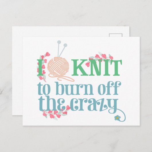 I Strick - Knitters Funny Sprichwort Hübsche Typog Postkarte (Vorne/Hinten)